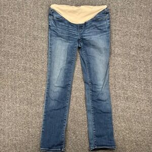 Loft Maternity Straight Leg Jeans Medium Wash Full Belly Panel Size 4M Womens